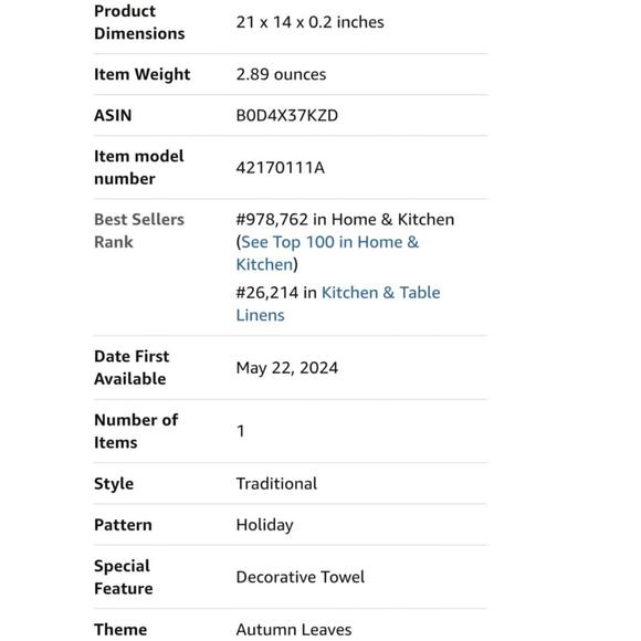 Amazon Mud Pie Thanksgiving Crochet Towel, Autumn, 21" x 14" Brown Cute S6 - Picture 3 of 5